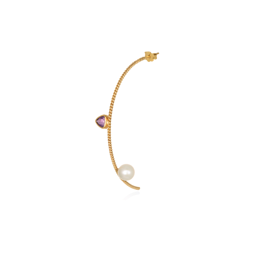 BAS 27 Basic Earring with amethyst and pearl