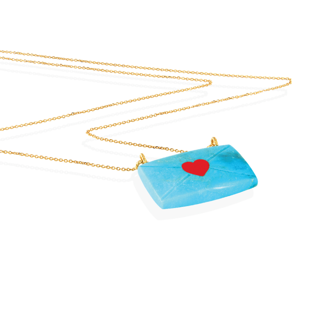 1125_LOV 01rh love letter pendant Turquoise stone and red heart b