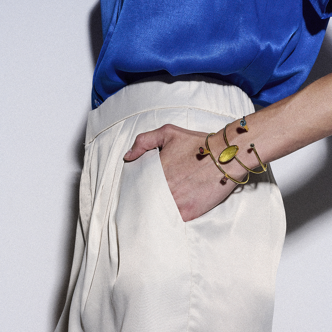 Wrist band with oval lemon topaz - Christina Soubli Jewellery