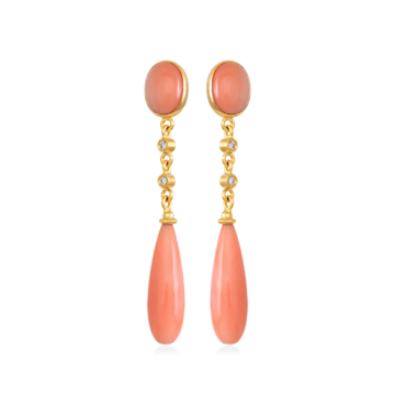 Drop Earrings with corals and diamonds