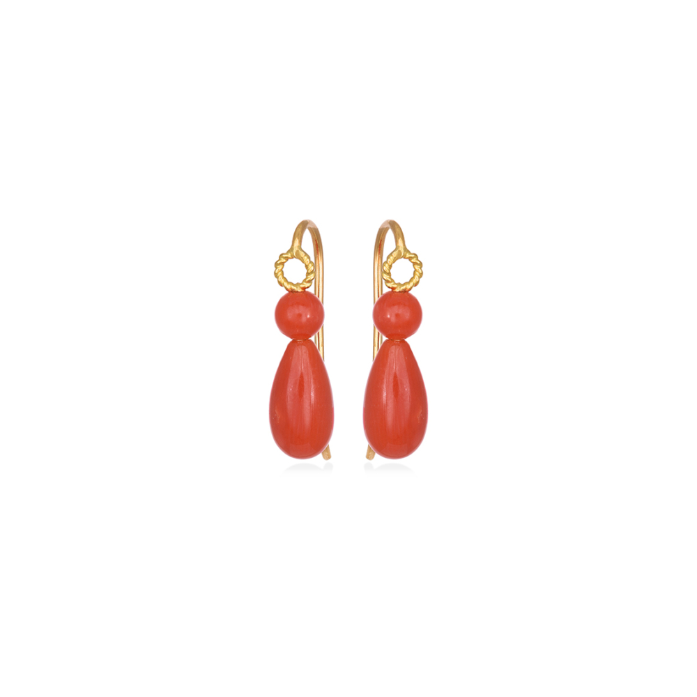 Drop earrings with rose corals