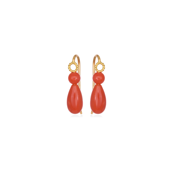 Drop earrings with rose corals