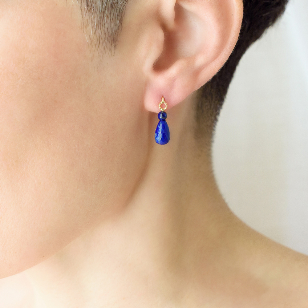 Small drop earrings with lapis