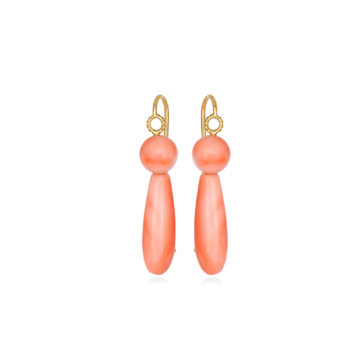 Drop earrings with rose corals