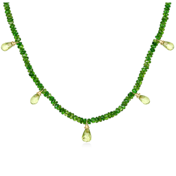 Necklace with tsavorites and peridot