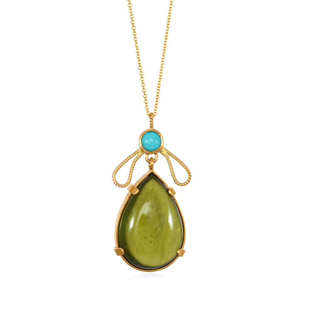 Fauna pendant with vesonite and turquoise
