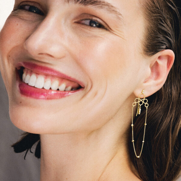 Chain Earrings with diamonds 18kt gold