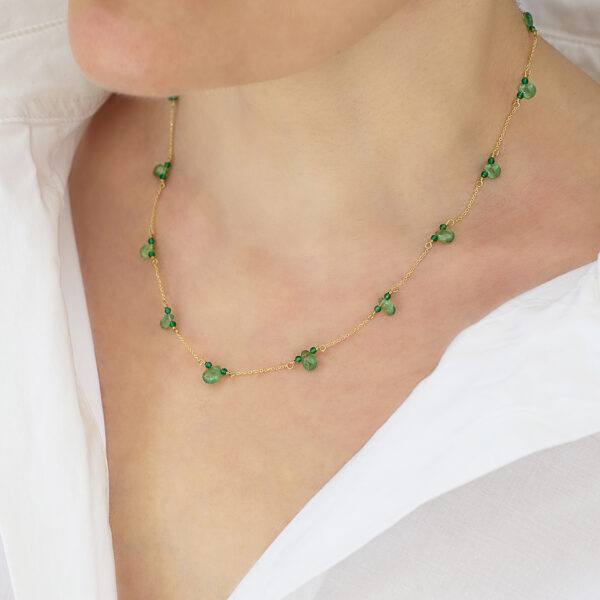 Pear shapes necklace with tsavorites