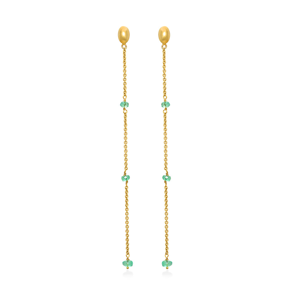 chain earrings 18kt gold with emeralds
