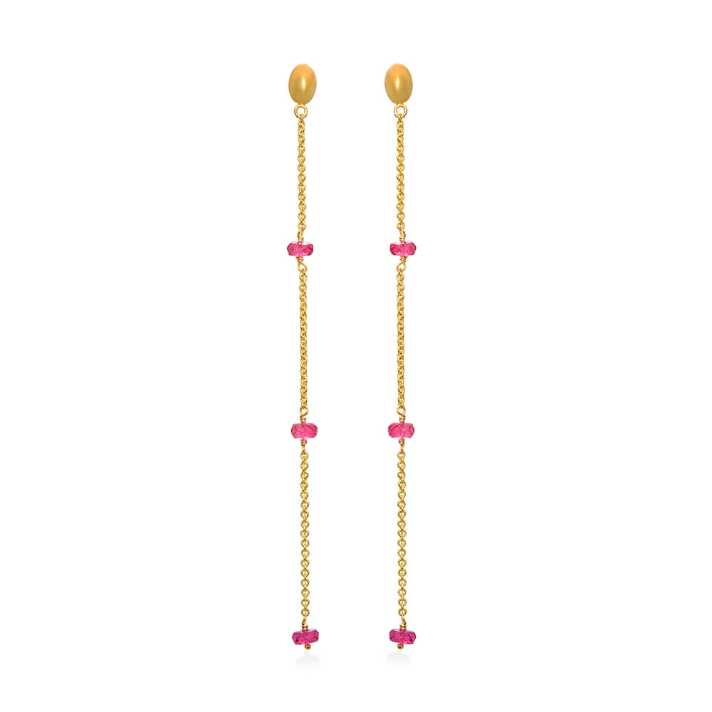 18kt gold chain earrings with tourmalines