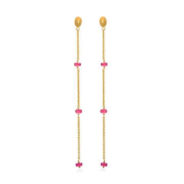 18kt gold chain earrings with tourmalines