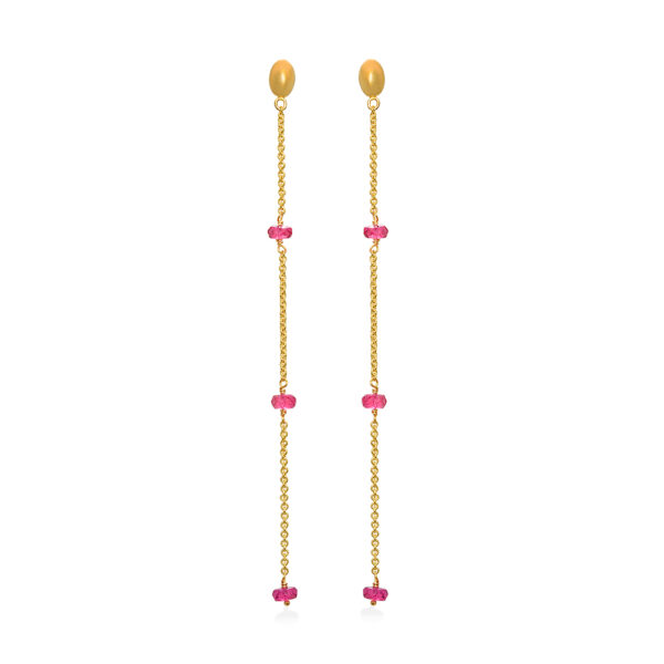 18kt gold chain earrings with tourmalines