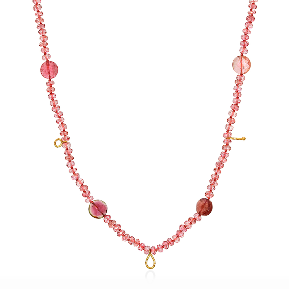 Pink Necklace with rose saphires 18kt gold