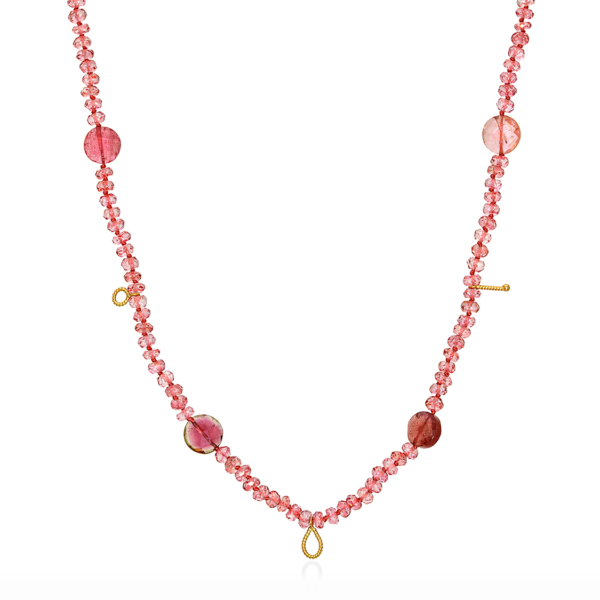 Pink Necklace with rose saphires 18kt gold
