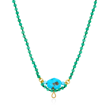 necklace with turquoise and green agate