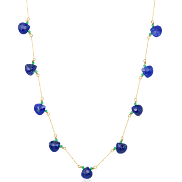 Long pear shapes necklace with tsavorites