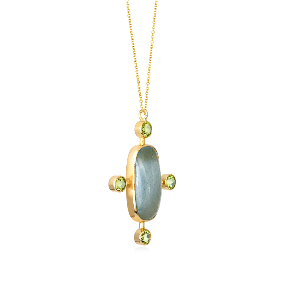 Cross pendant with aqua