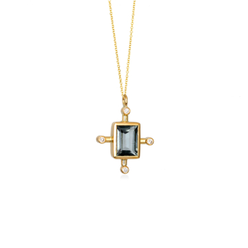 Cross with green tourmaline and diamonds