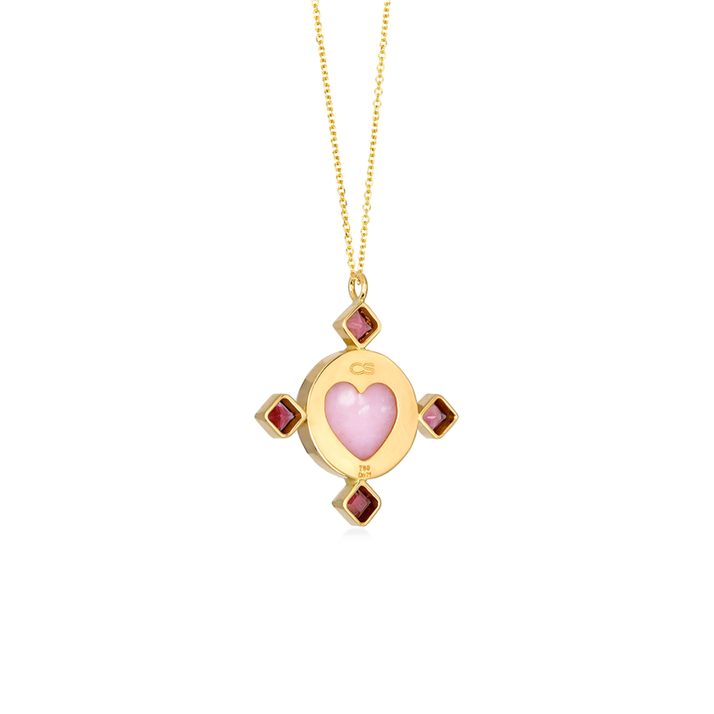 rose Cross pendant with a heart