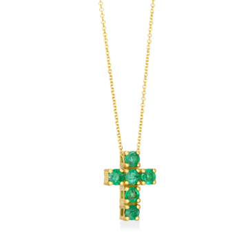 Cross pendant with emeralds