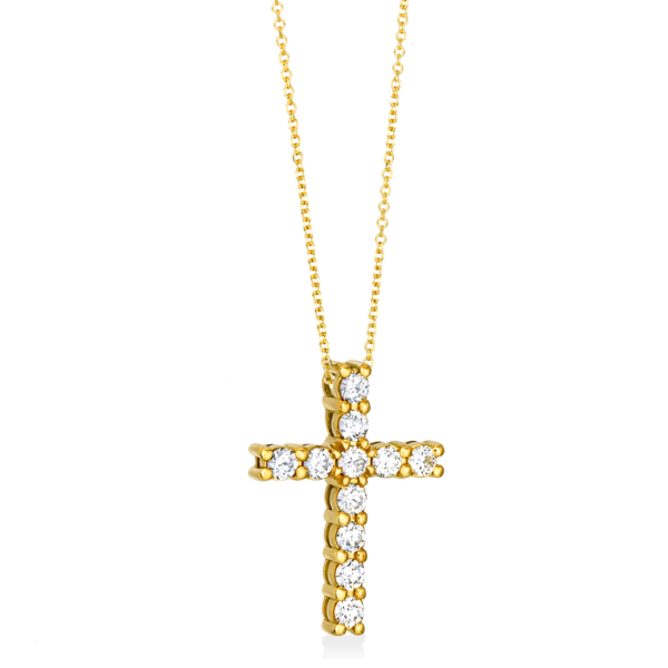 Cross Pendant 18kt gold with diamonds