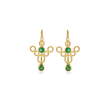 Dentelle hooks with diamond,emeralds and tsavorites