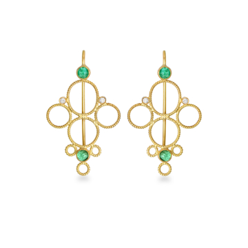 Dentelle hooks with emeralds and diamonds