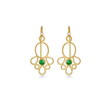 Dentelle hooks with an emerald and a diamond