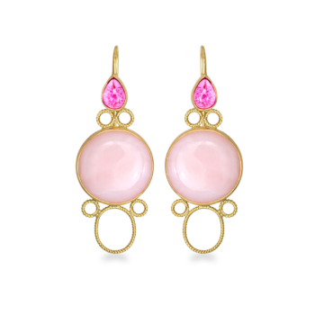 Dentelle hooks with opalio and pink tourmalines