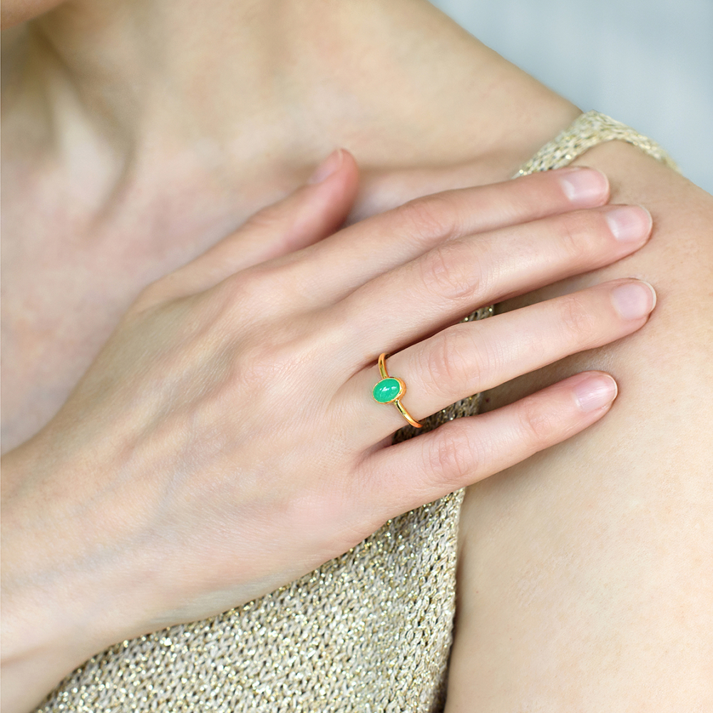 18kt gold ring with crysoprase LS