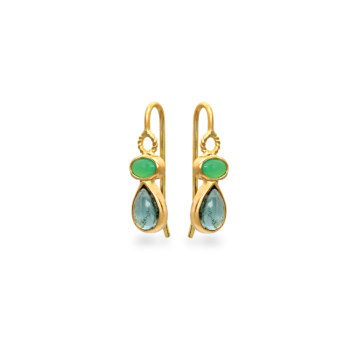 Earring hooks with chrysoprase and  green tourmalines