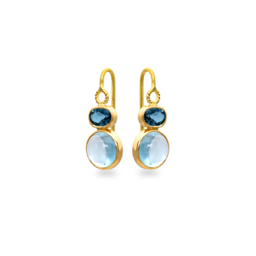 Earring hooks with sky topaz n London topaz